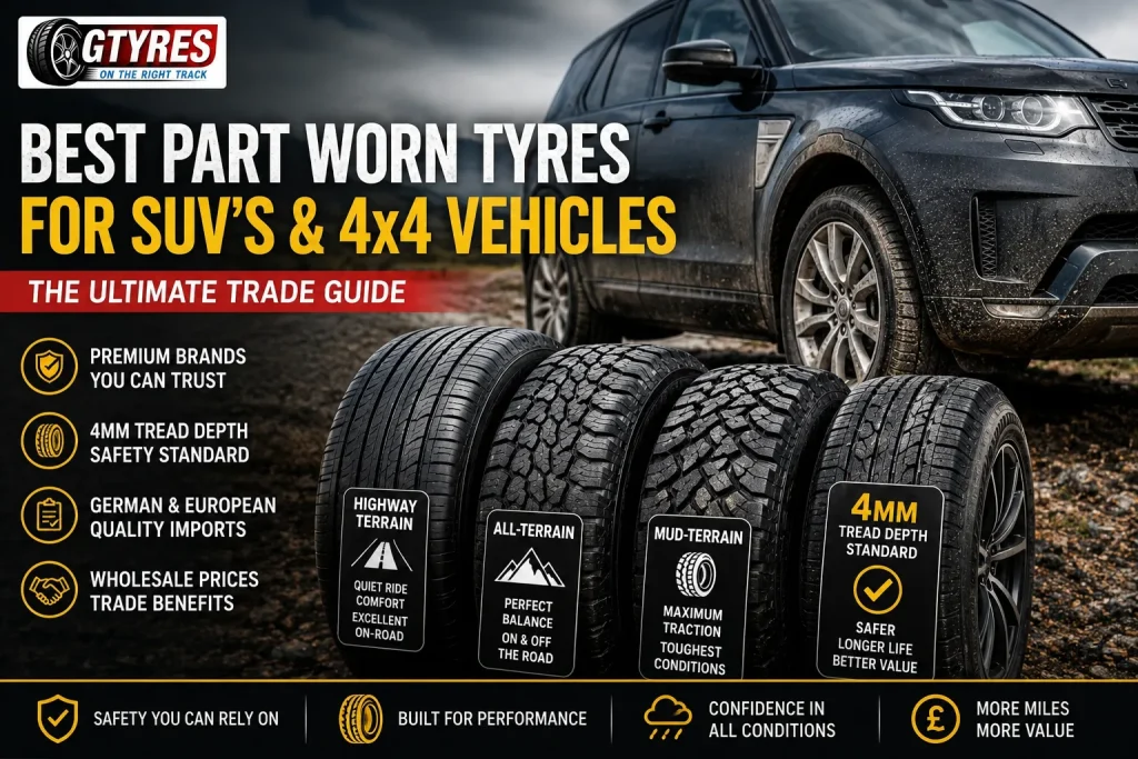 Best Part Worn Tyres for SUVs and 4×4 Vehicles