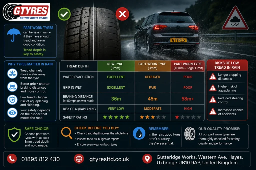 Are Part Worn Tyres Safe in Rain